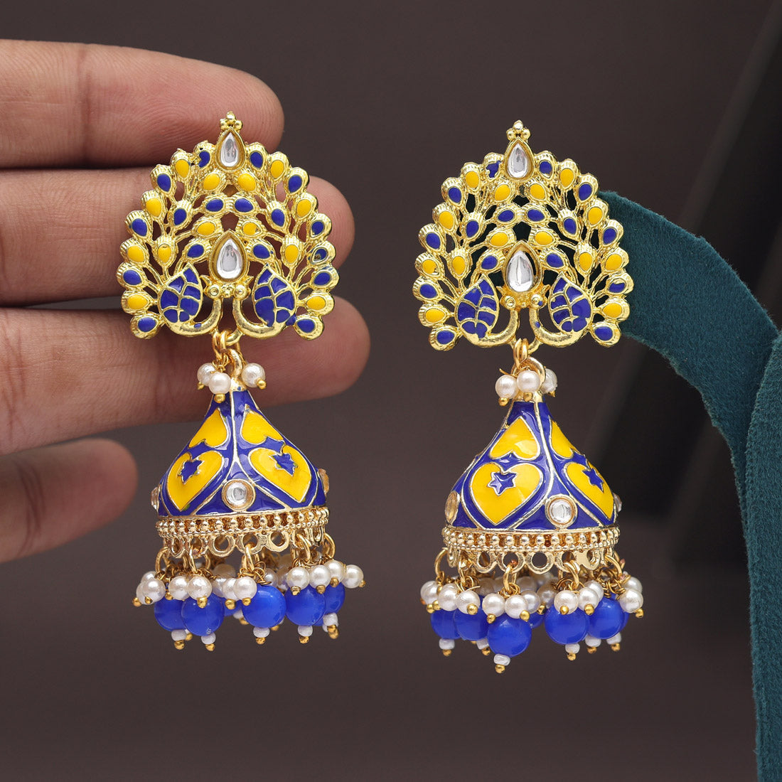 Blue Color Meenakari Earrings (MKE1998BLU)