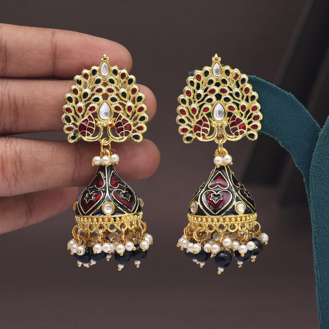 Maroon Color Meenakari Earrings (MKE1998MRN) Jewellery GetGlit