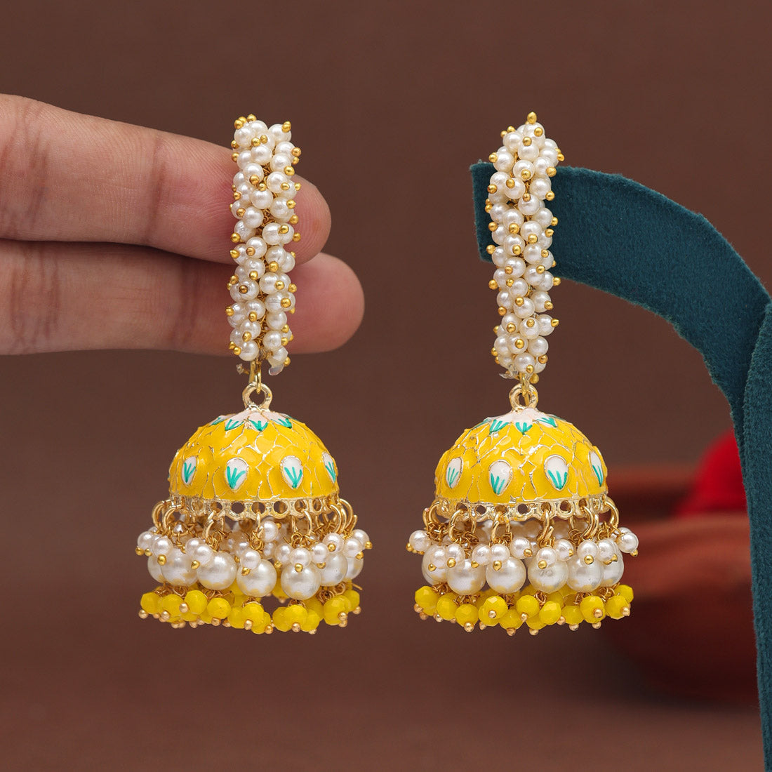 Yellow Color Meenakari Earrings (MKE2001YLW) Jewellery GetGlit