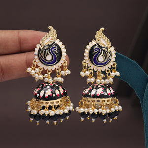 Black Color Meenakari Earrings (MKE2002BLK)