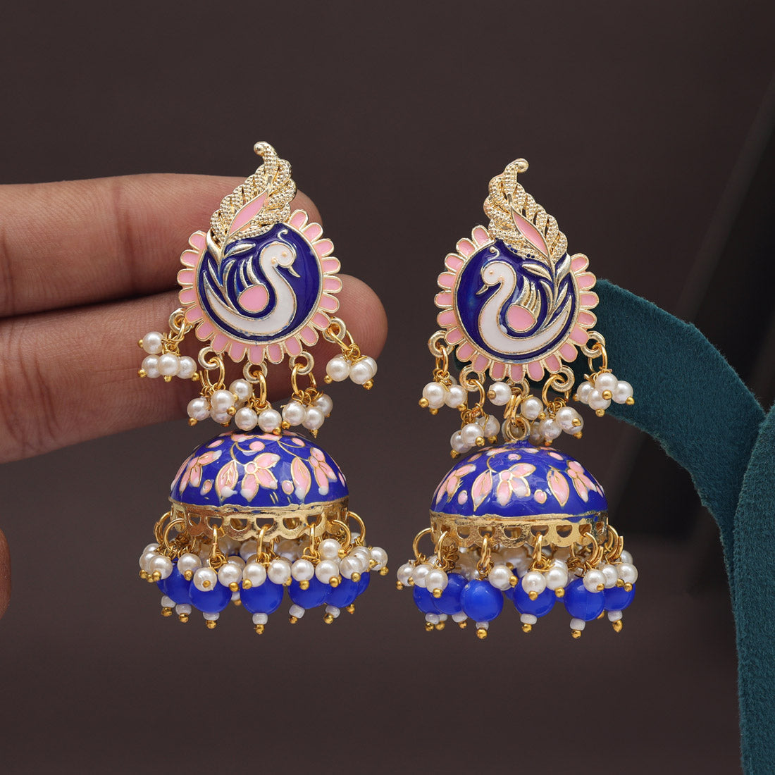 Blue Color Meenakari Earrings (MKE2002BLU) Jewellery GetGlit