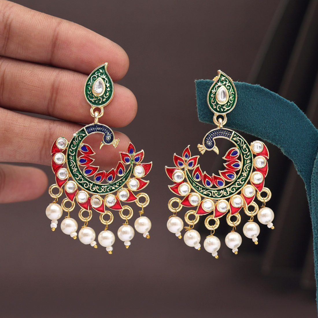 Red Color Meenakari Earrings (MKE2003RED) Jewellery GetGlit
