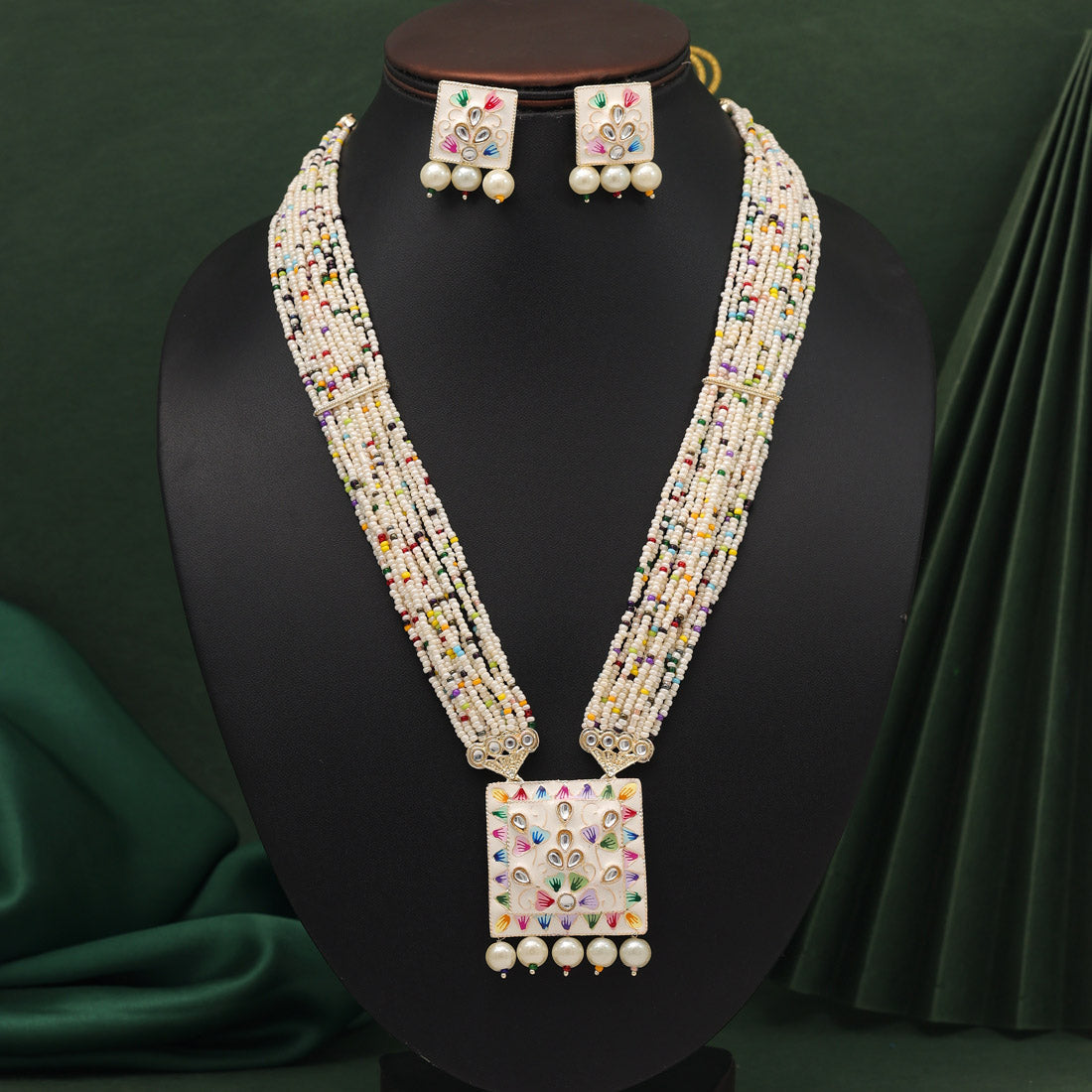 Multi Color Long Meenakari Necklace Set (MKN576MLT) Jewellery GetGlit