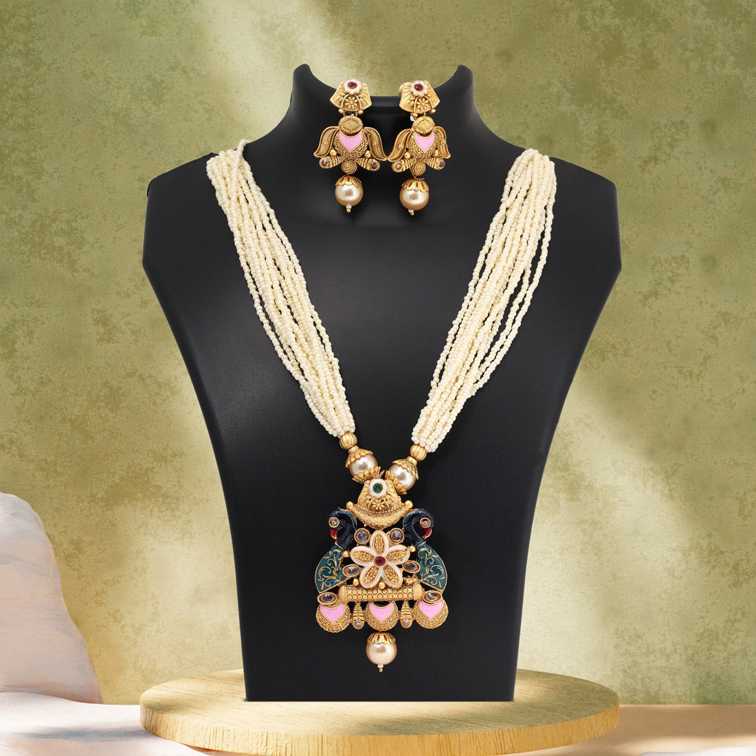 Multi Color Matte Gold Meenakari Necklace Set Jewellery GetGlit