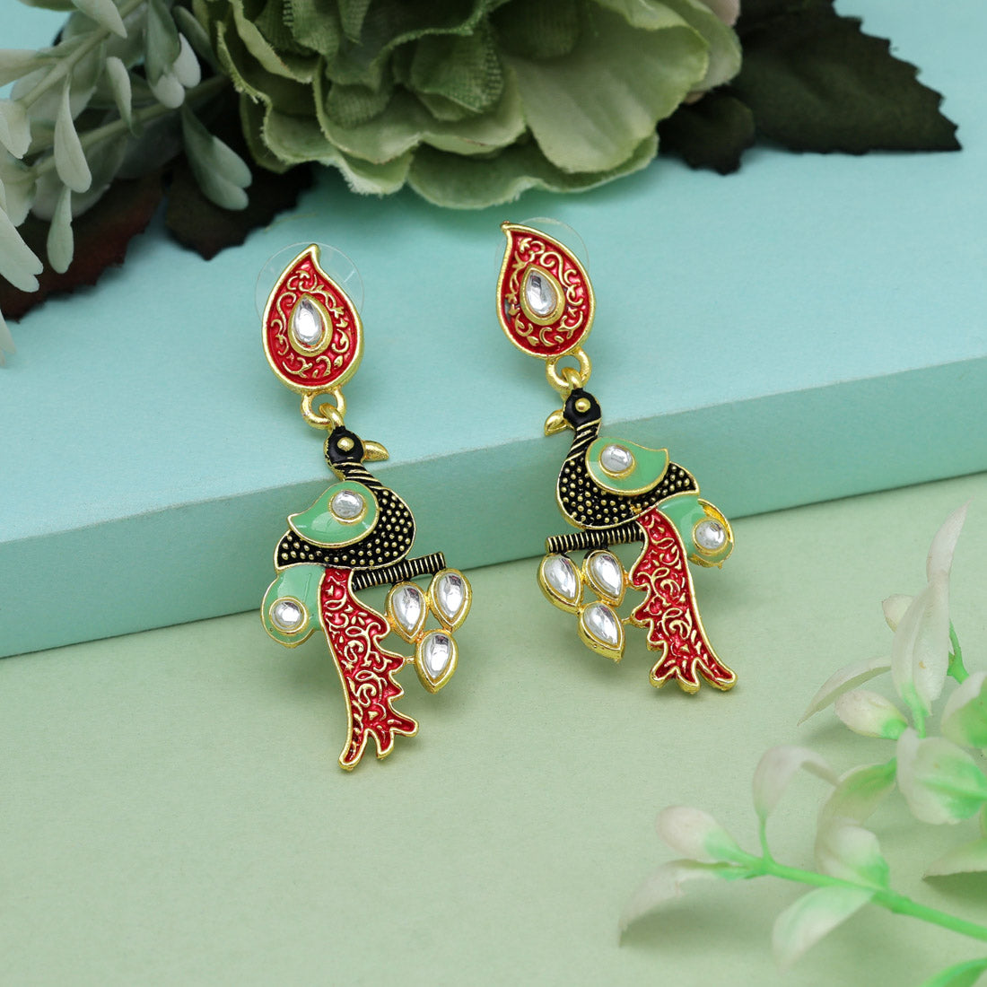 Black Color Mint Meena Earrings (MNTE483BLK) Earrings GetGlit   