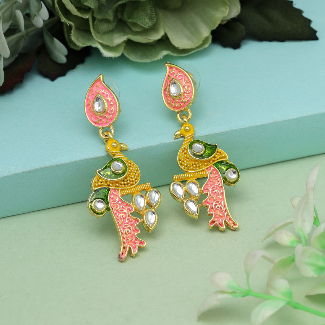 Multi Color Mint Meena Earrings (MNTE483MLT) Earrings GetGlit   