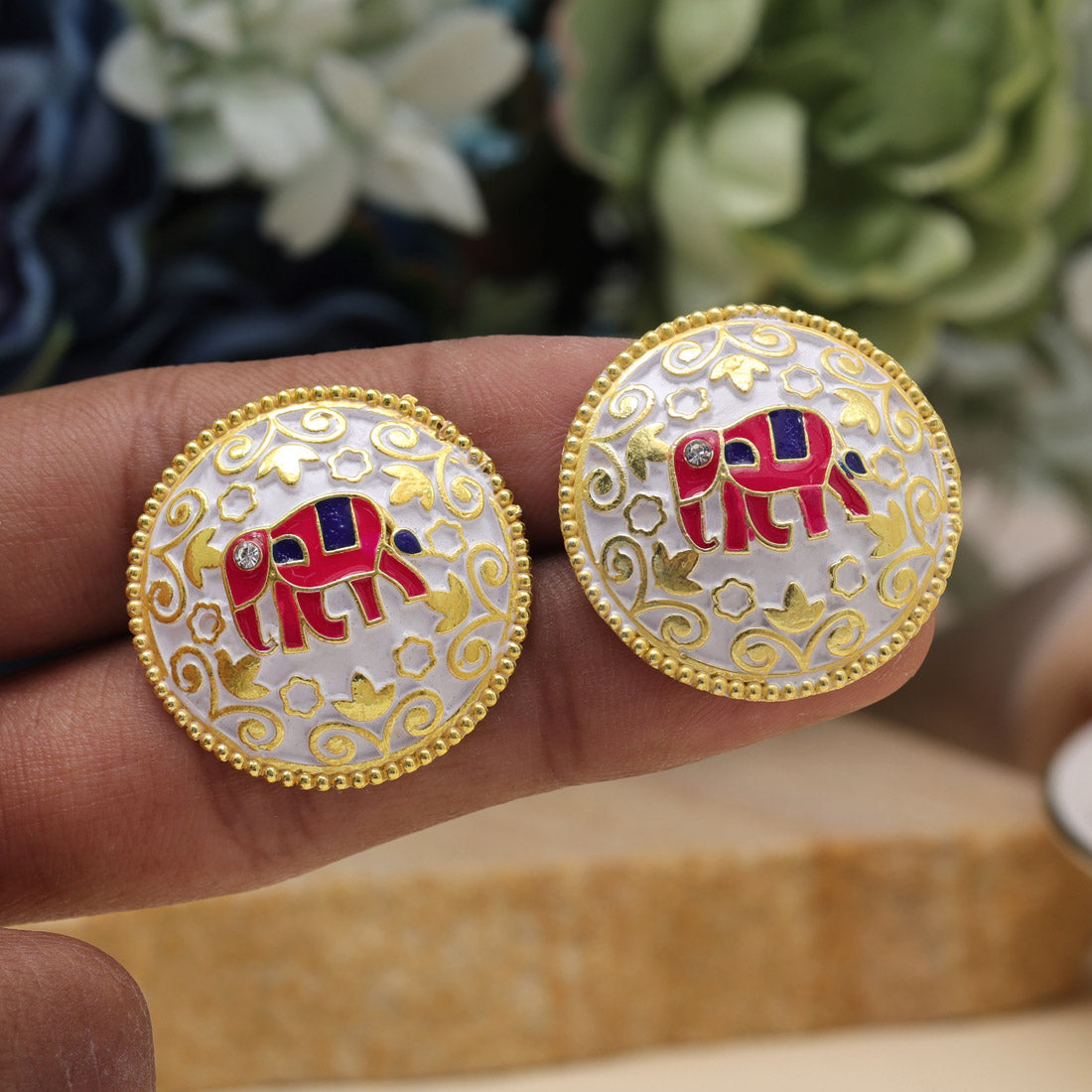 White Color Mint Meena Earrings (MNTE484WHT) Jewellery GetGlit