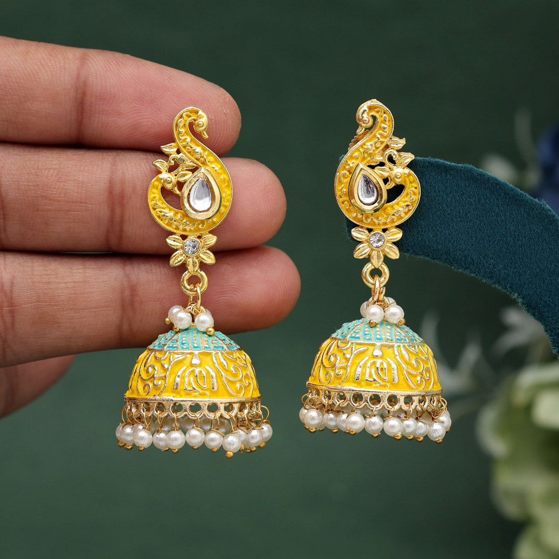 Yellow Color Mint Meena Earrings (MNTE485YLW) Earrings GetGlit   