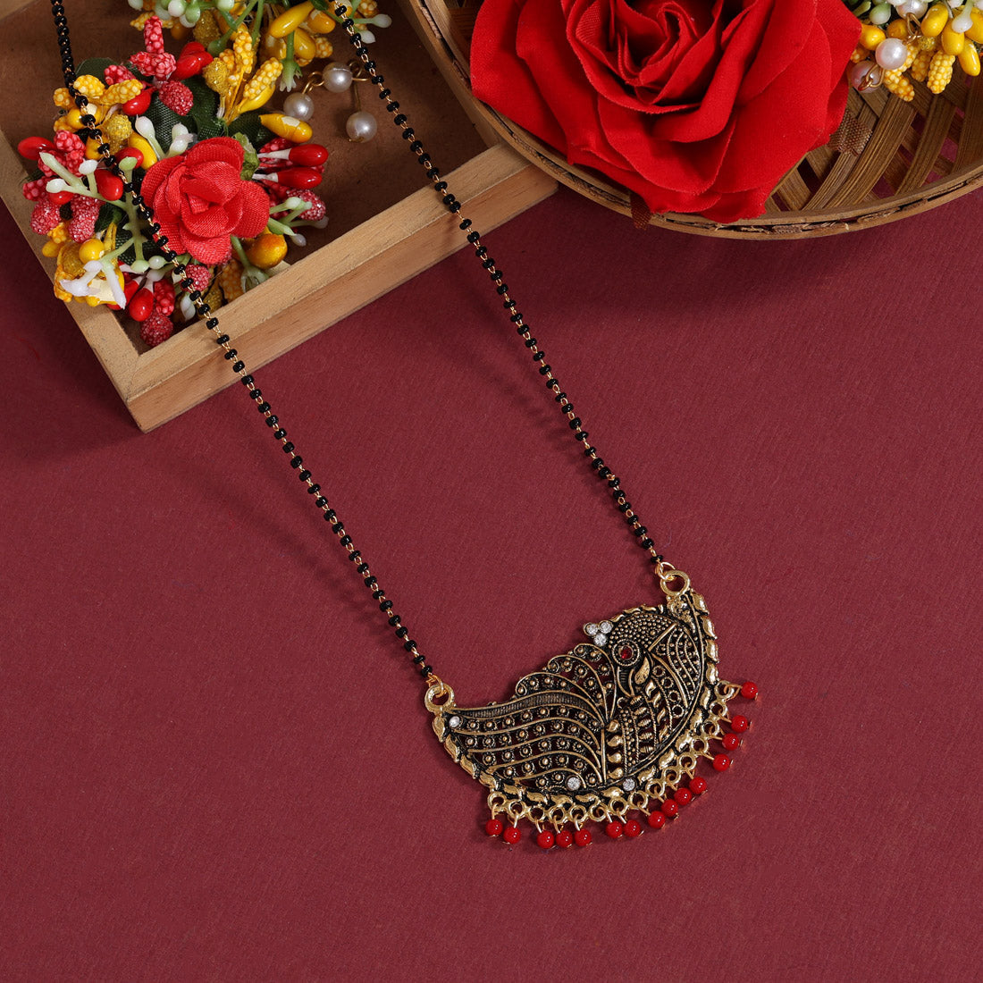 Red Color Mangalsutra (MS290RED) Jewellery GetGlit   