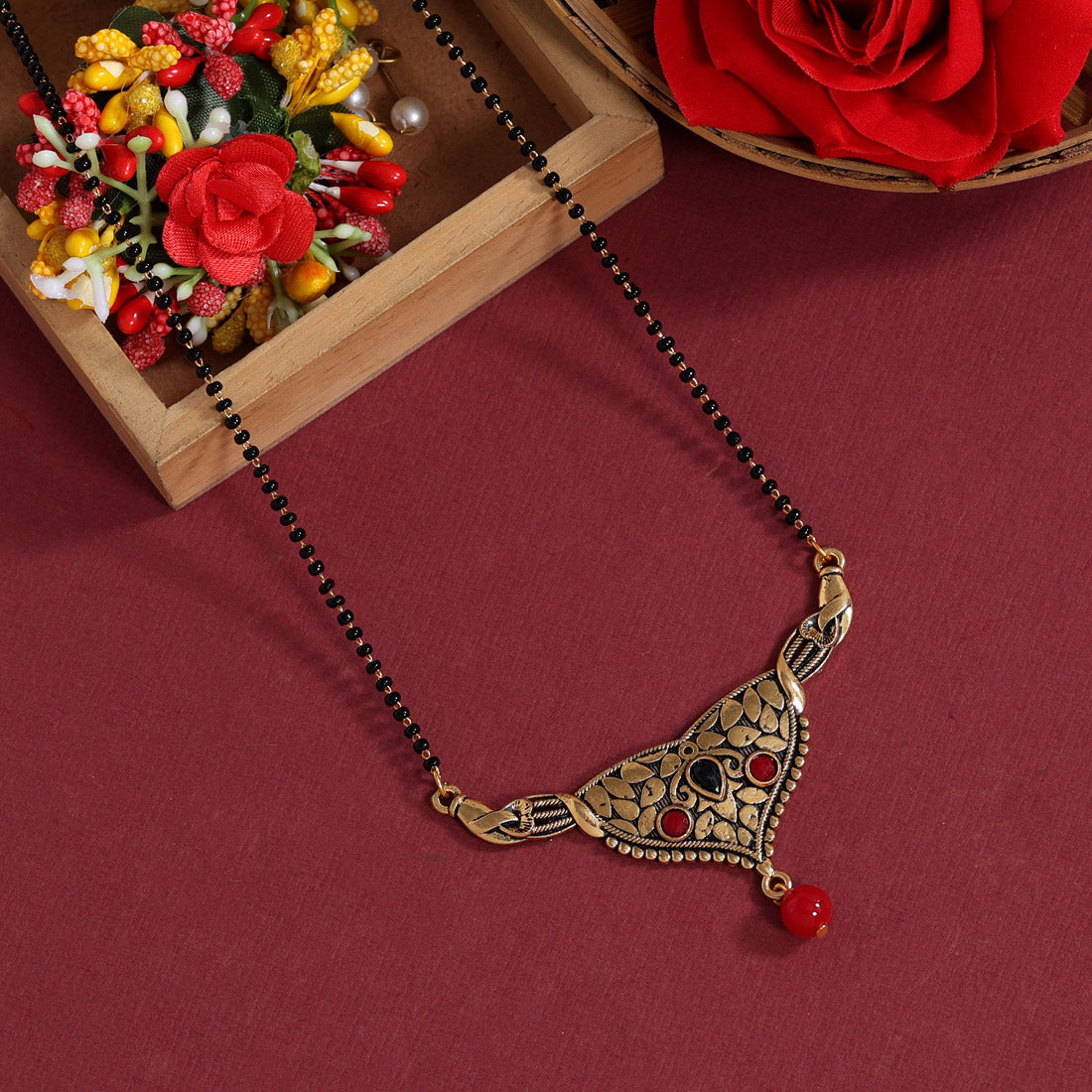 Red Color Mangalsutra (MS293RED) Jewellery GetGlit   