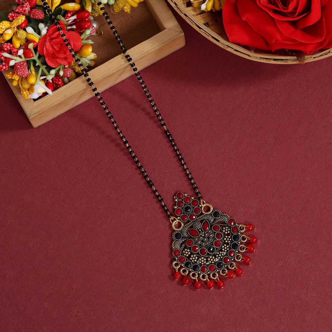 Red Color Mangalsutra (MS295RED) Jewellery GetGlit   