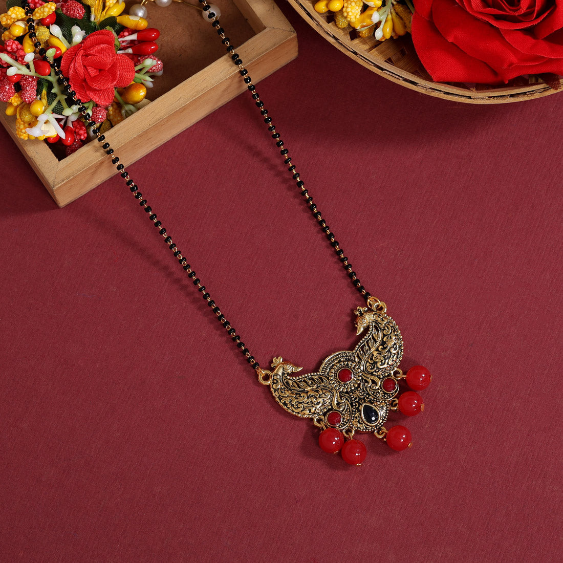 Red Color Mangalsutra (MS297RED) Jewellery GetGlit