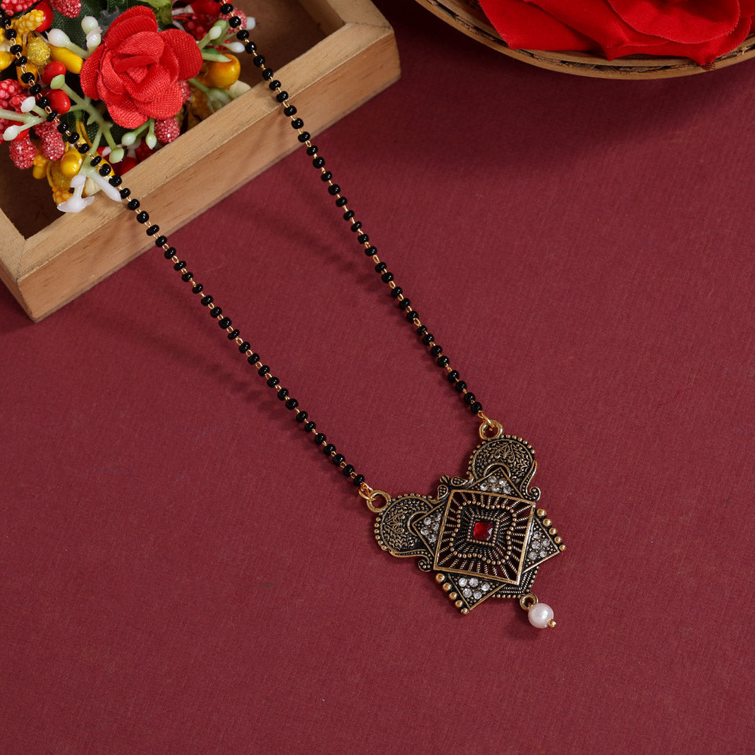 Red Color Mangalsutra (MS298RED) Jewellery GetGlit   