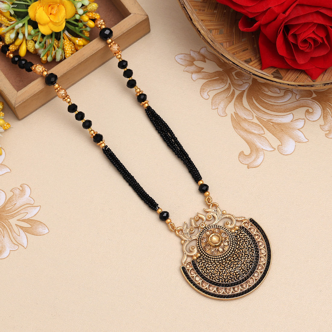 Gold Color Long Mangalsutra (MS304GLD) Jewellery GetGlit