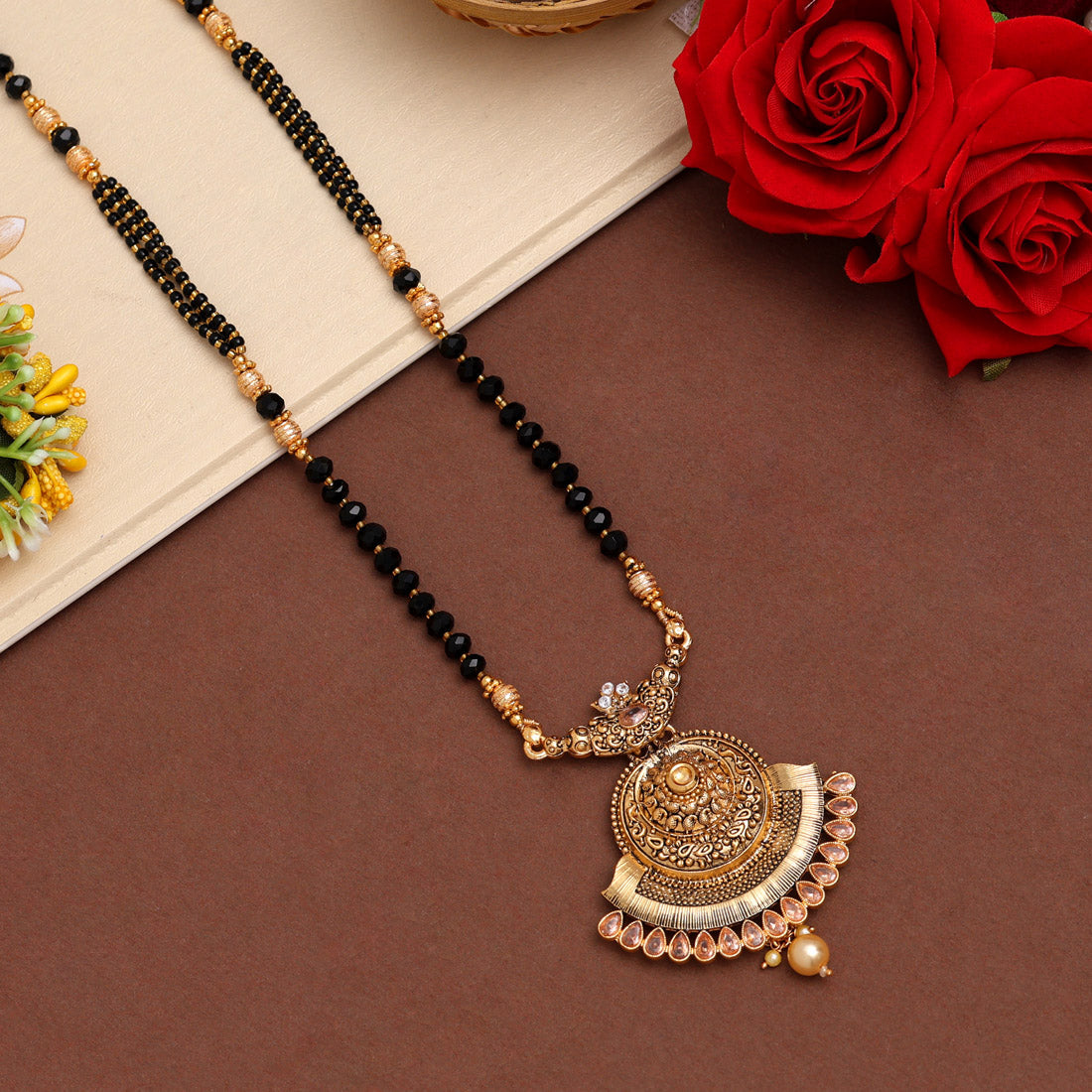 Gold Color Long Mangalsutra (MS314GLD) Jewellery GetGlit   