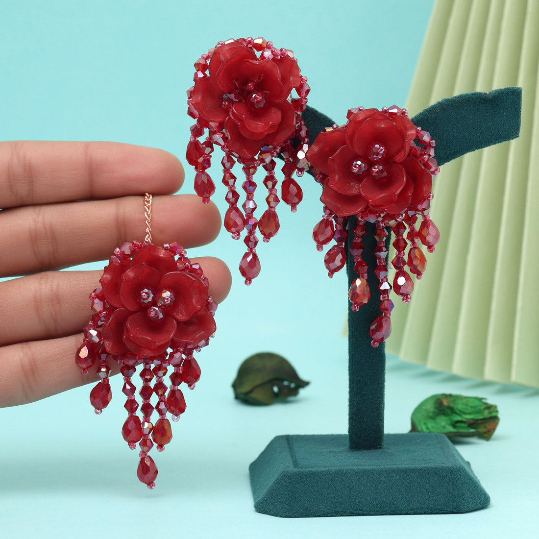 Maroon Color Stone Earrings With Maang Tikka (MTKE478MRN) Jewellery GetGlit