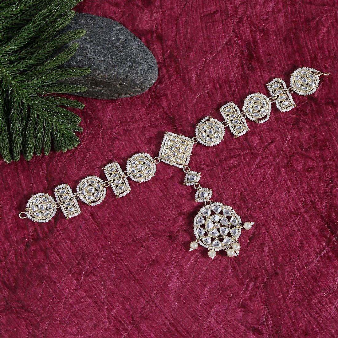 White Color Kundan Matha Patti (MTP331WHT) Jewellery GetGlit