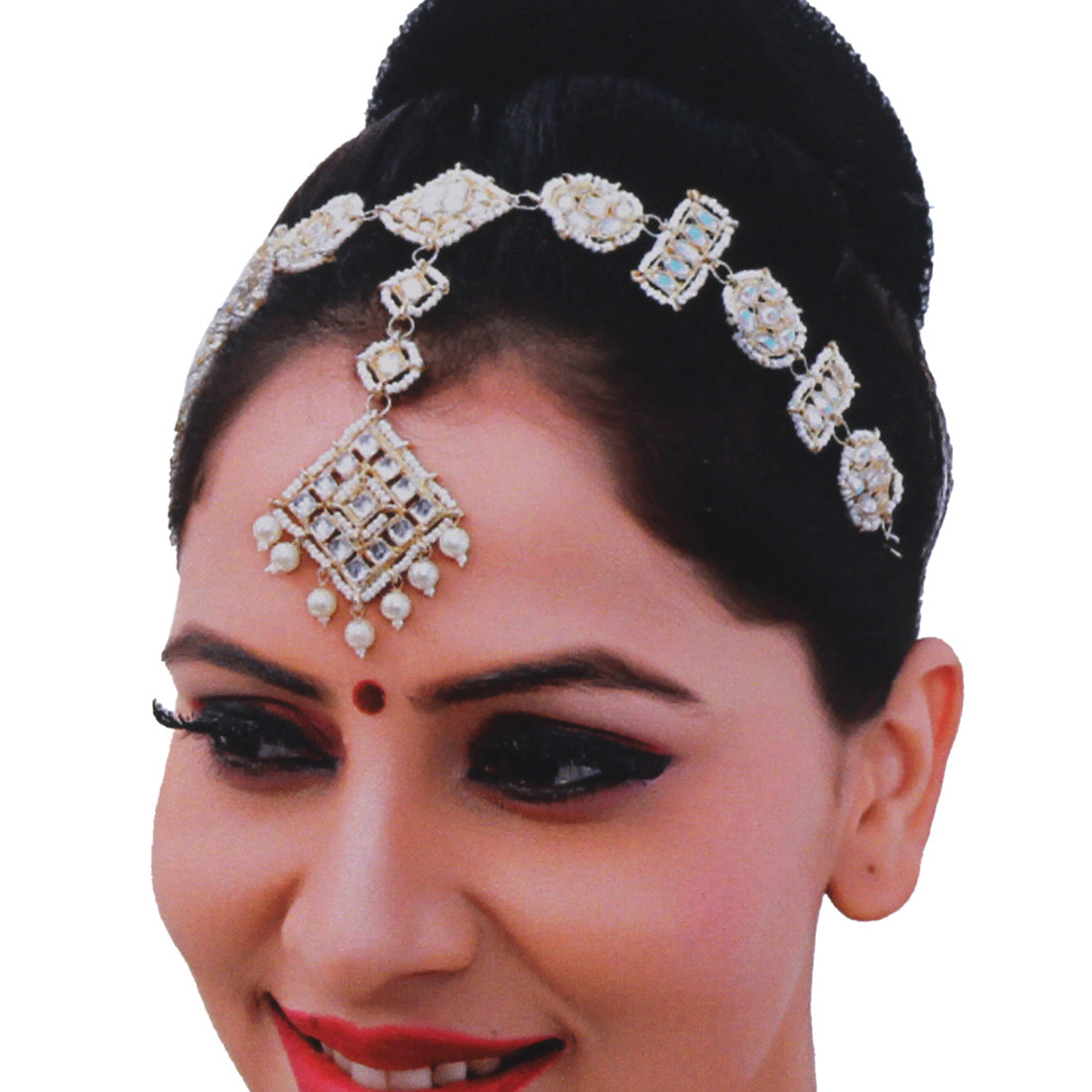 White Color Kundan Matha Patti (MTP332WHT) Jewellery GetGlit