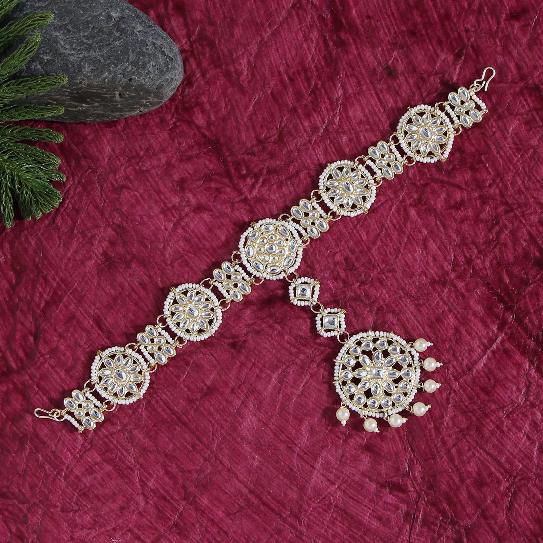 White Color Kundan Matha Patti (MTP337WHT) Jewellery GetGlit