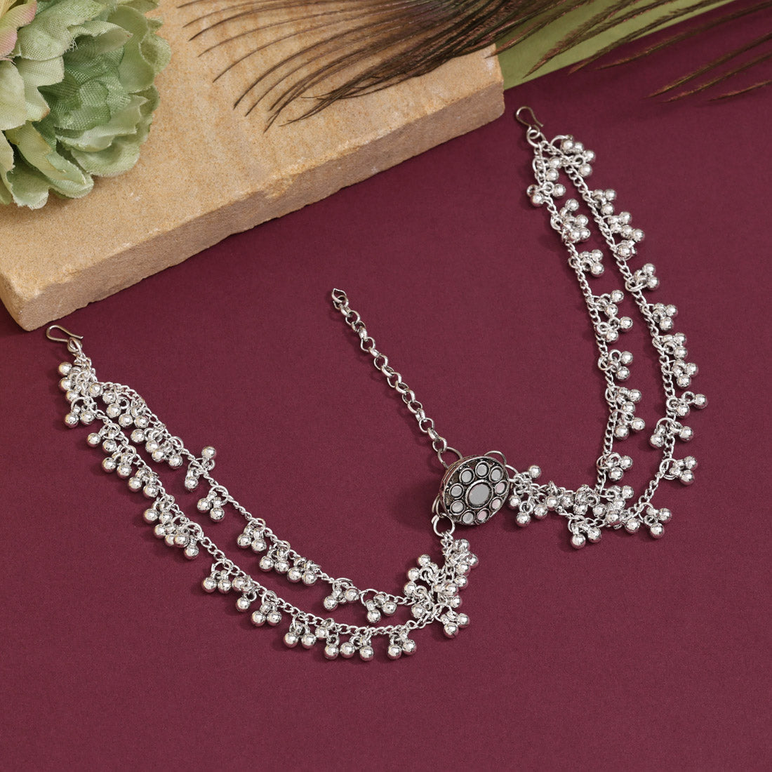 Silver Color Oxidised Matha Patti (MTP402SLV) Jewellery GetGlit   