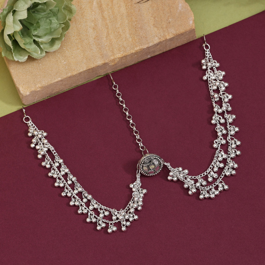 Silver Color Oxidised Matha Patti (MTP403SLV) Jewellery GetGlit   