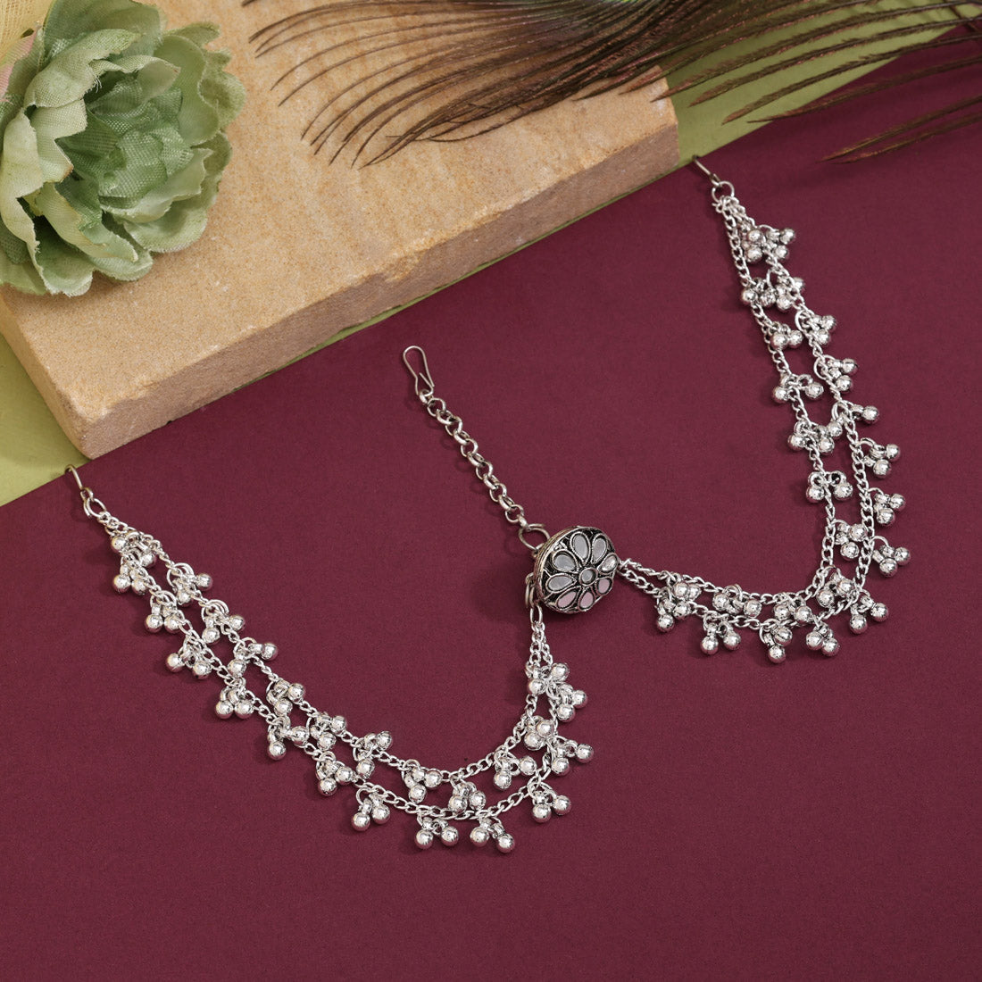 Silver Color Oxidised Matha Patti (MTP404SLV) Jewellery GetGlit