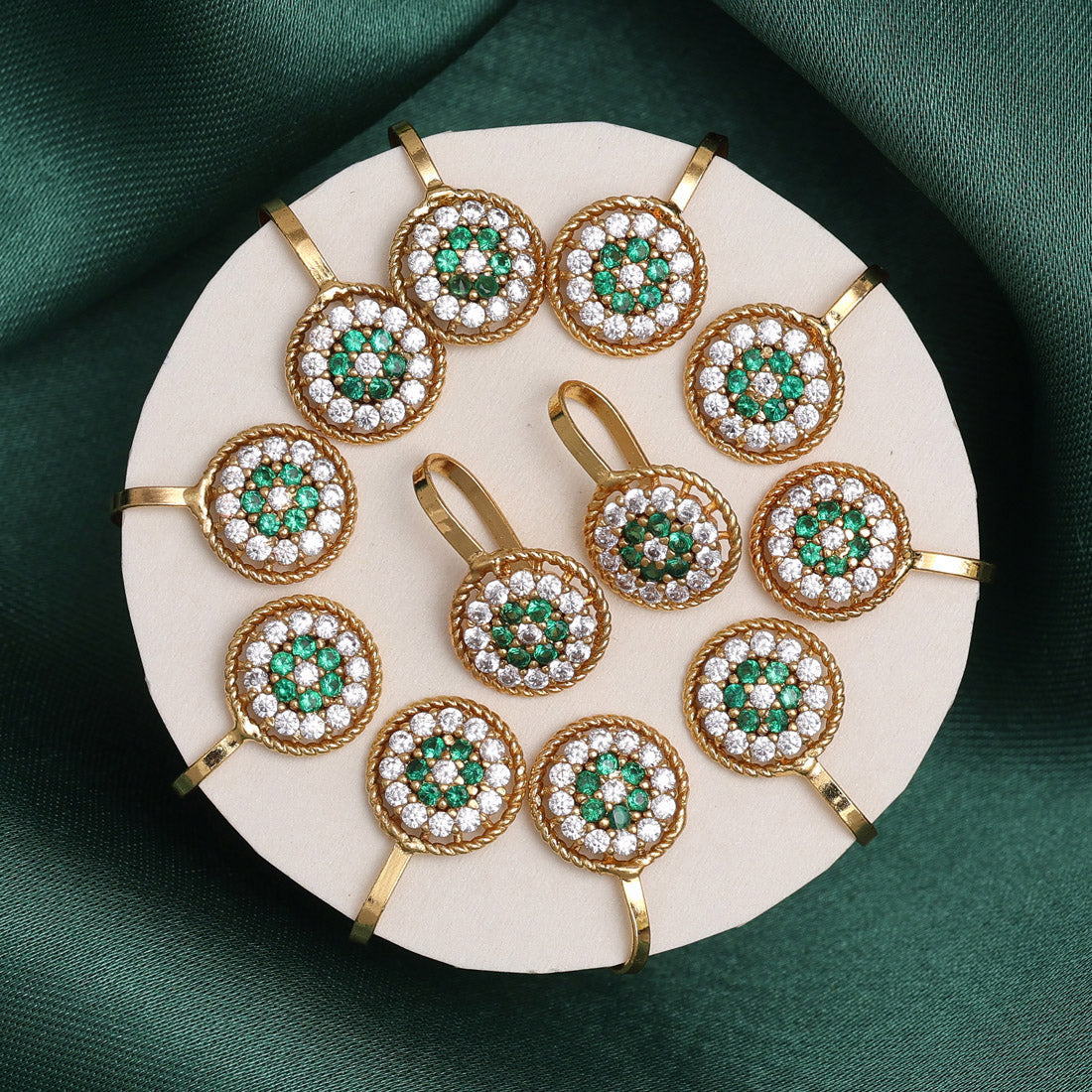 Green Color American Diamond Nose Pin Combo Of 12 Pieces (NSP298CMB) Jewellery GetGlit