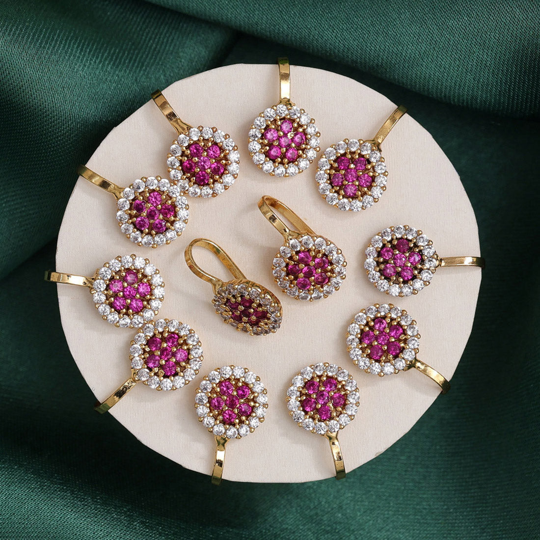 Rani Color American Diamond Nose Pin Combo Of 12 Pieces (NSP302CMB) Jewellery GetGlit