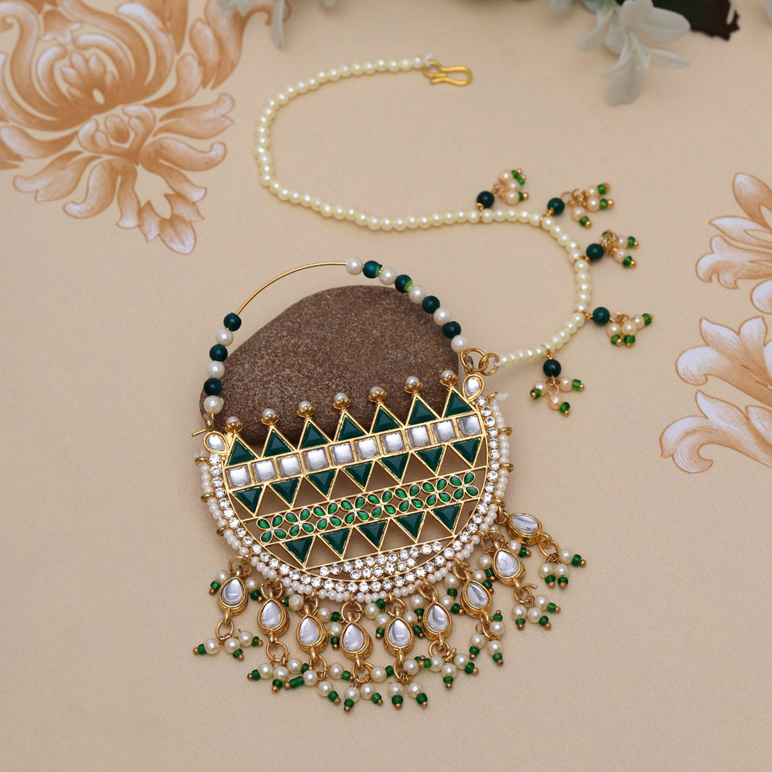 Green Color Nose Nath (NTH354GRN) Jewellery GetGlit   