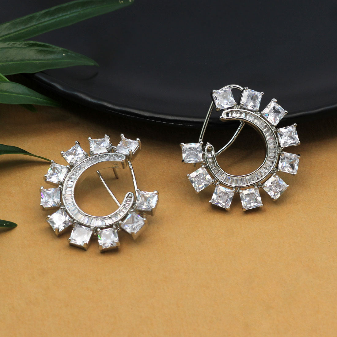 White Color Premium American Diamond Earrings (PADE357WHT) Jewellery GetGlit