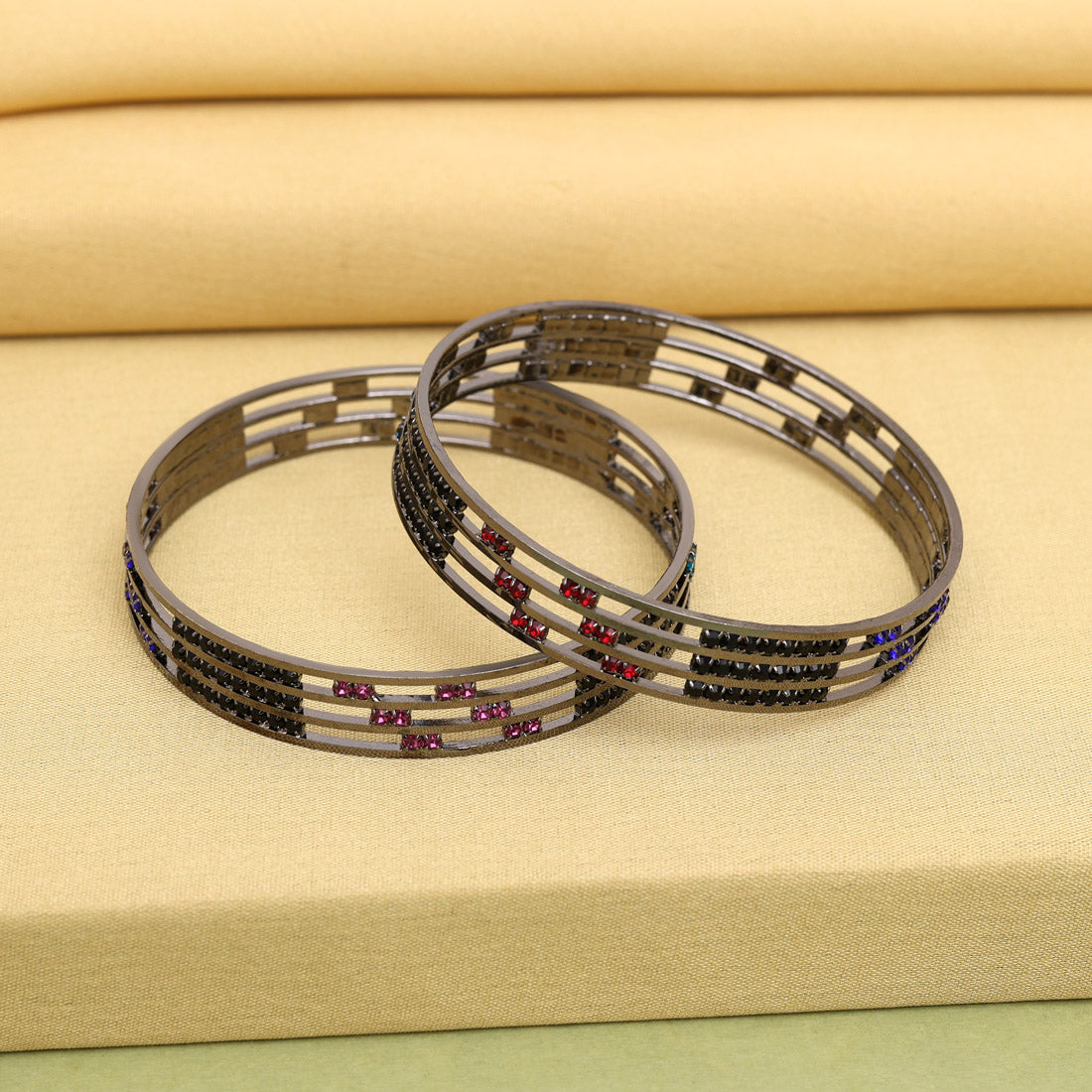 Multi Color 1 Pair Bangle Size: 2.4 (PLKB864MLT-2.4) Jewellery GetGlit