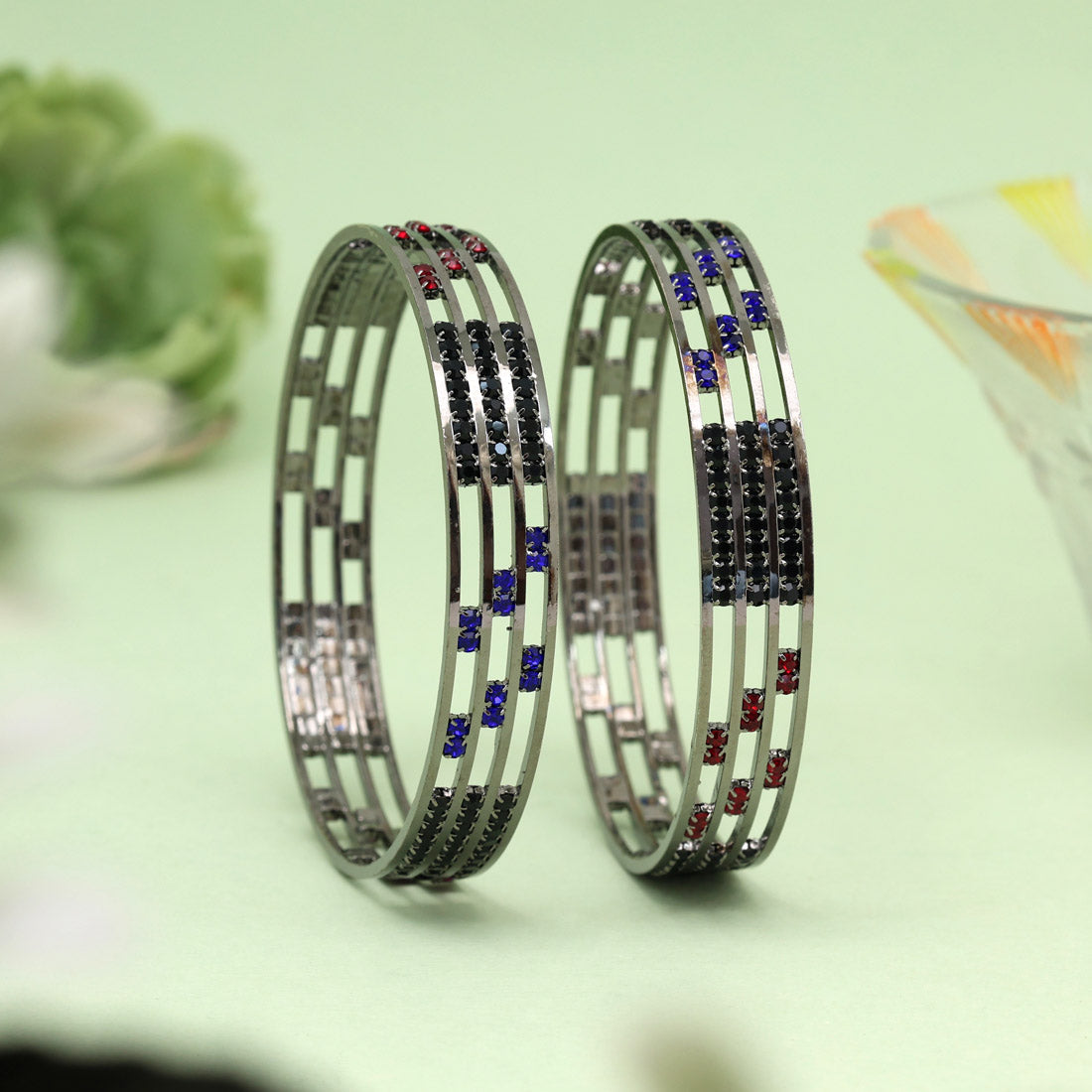 Multi Color 1 Pair Bangle Size: 2.4