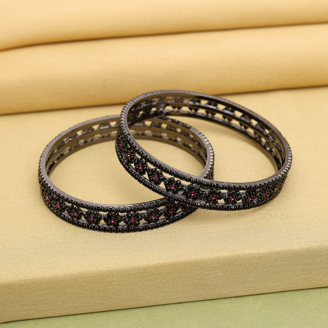 Rani Color 1 Pair Bangle Size: 2.10 (PLKB865RNI-2.10) Jewellery GetGlit