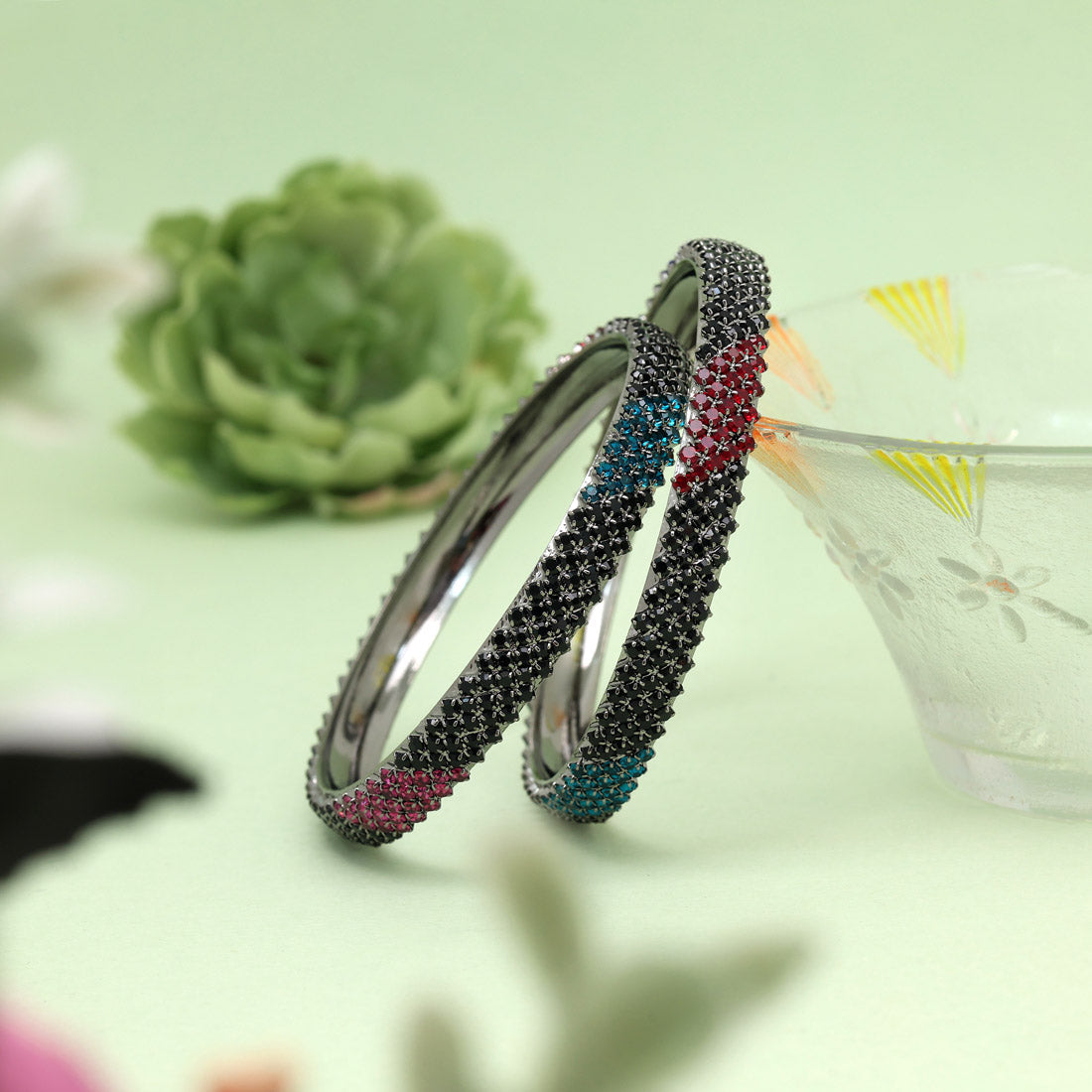 Multi Color 1 Pair Bangle Size: 2.4 (PLKB866MLT-2.4)