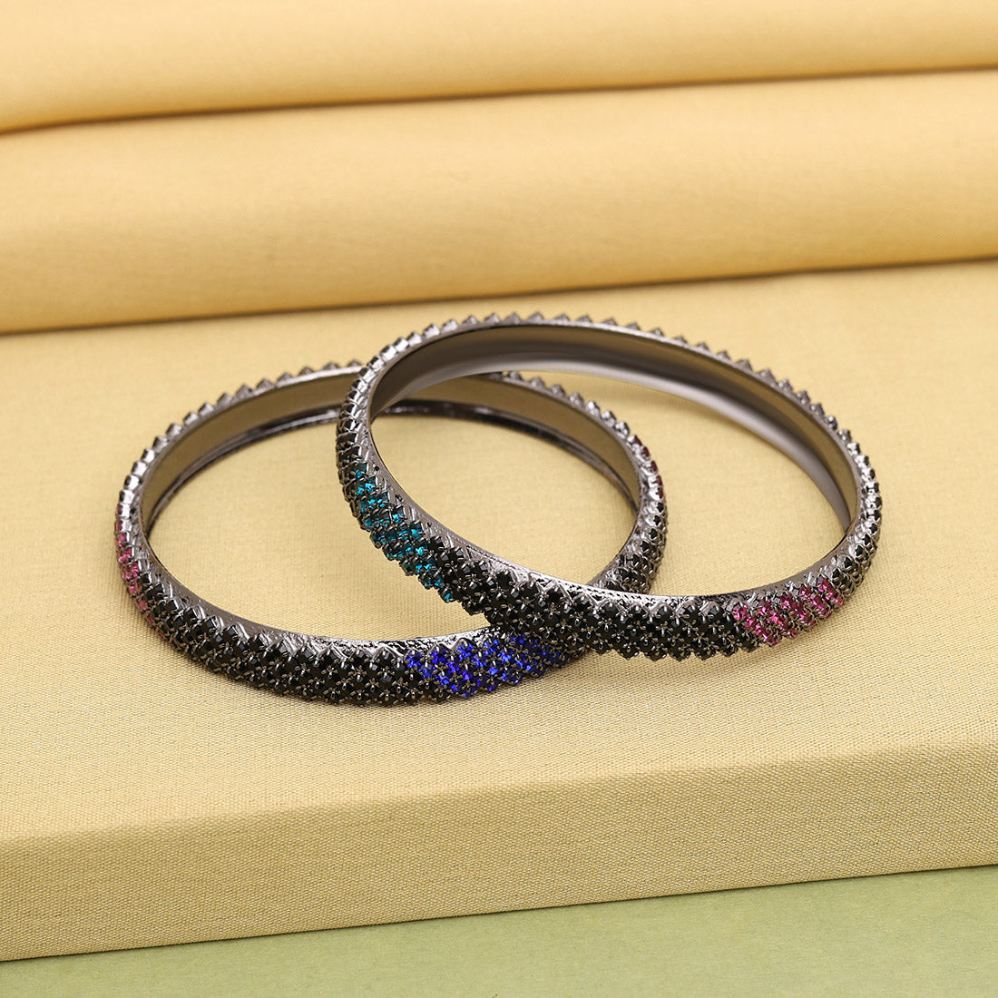 Multi Color 1 Pair Bangle Size: 2.4 (PLKB866MLT-2.4) Jewellery GetGlit