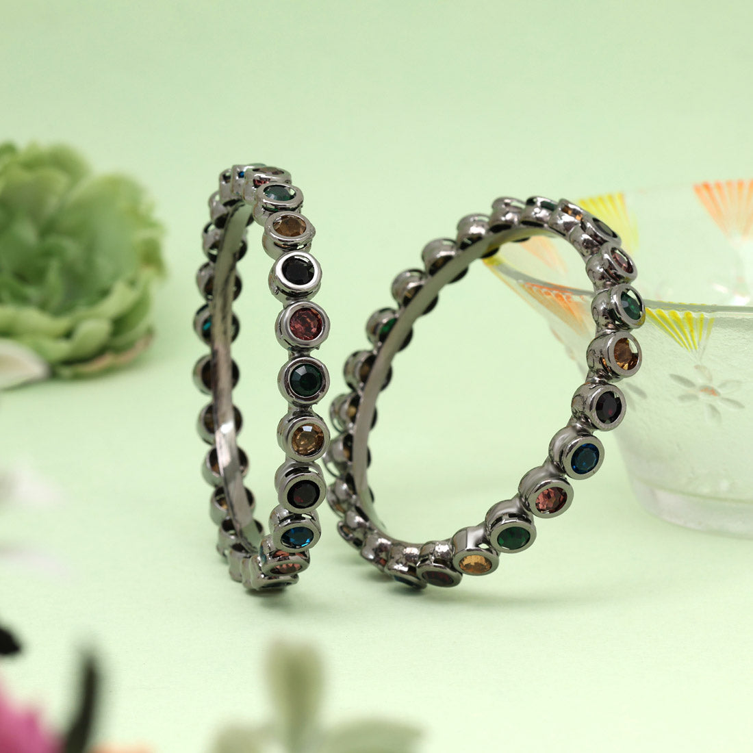 Multi Color 1 Pair Bangle Size: 2.10 (PLKB870MLT-2.10)