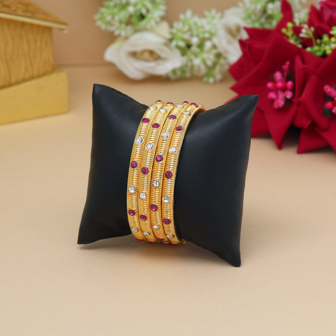 Rani Color 1 Set Of Bangle Size: 2.10 (PLKB883RNI-2.10) Jewellery GetGlit