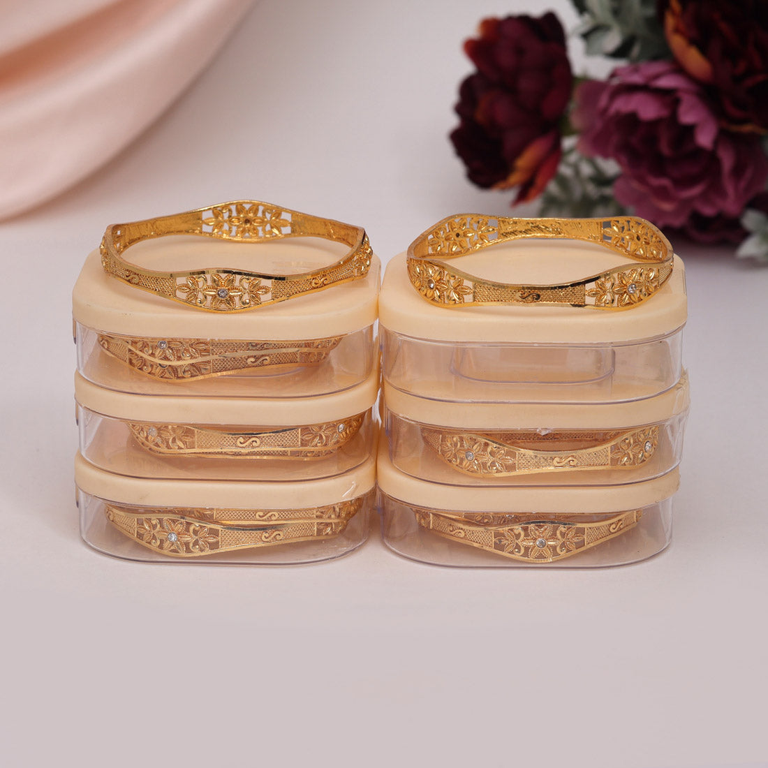 Gold Color 6 Pair Of Bangles Combo (PLKBCMB608) Bracelets GetGlit   