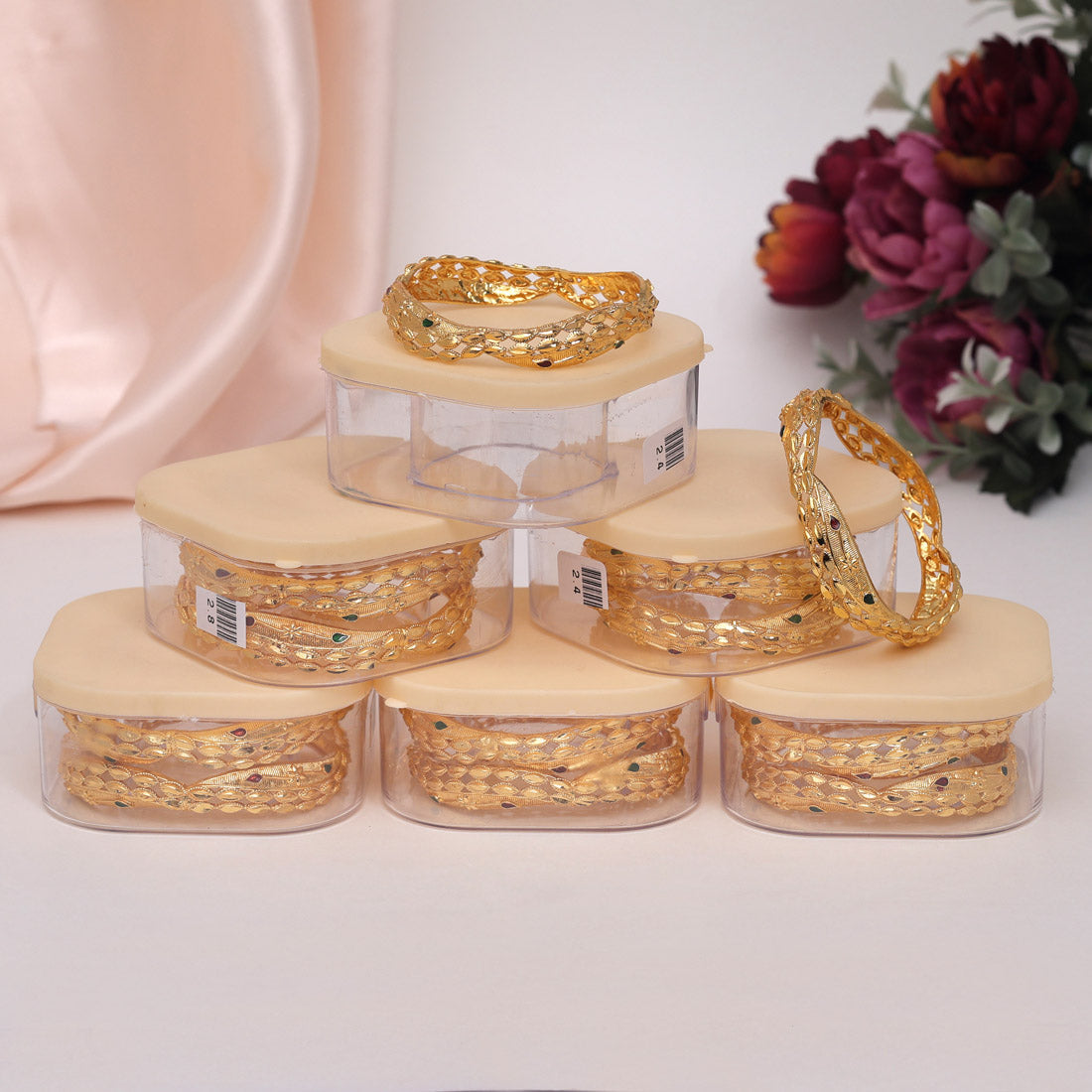 Gold Color 6 Pair Of Bangles Combo (PLKBCMB609) Bracelets GetGlit   