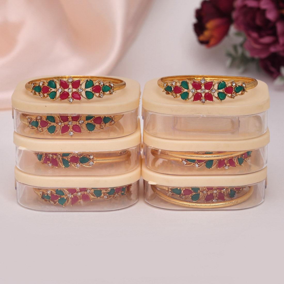 Multi Color 6 Pair Of Bangles Combo (PLKBCMB610) Bracelets GetGlit   