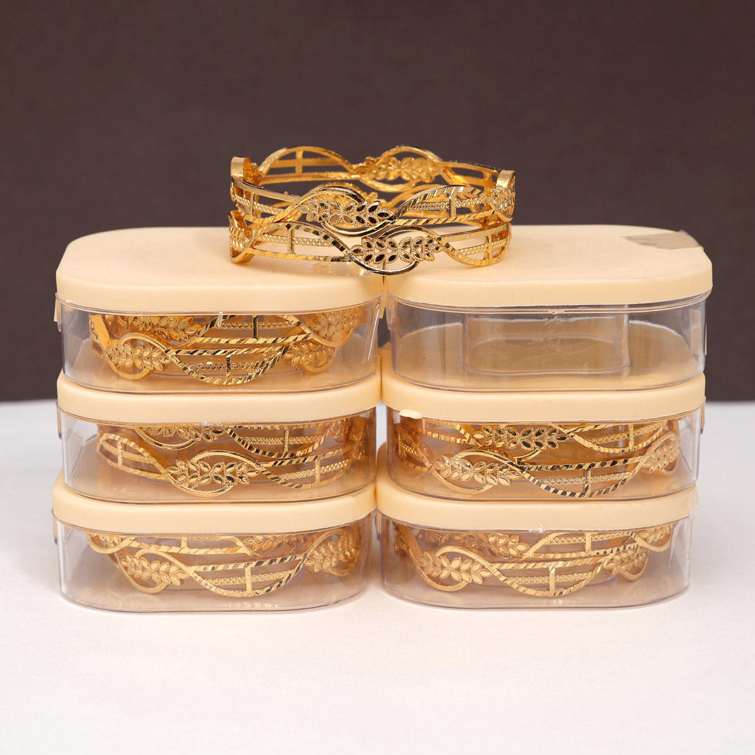 Gold Color 6 Pair Of Bangles Combo (PLKBCMB621) Bracelets GetGlit   