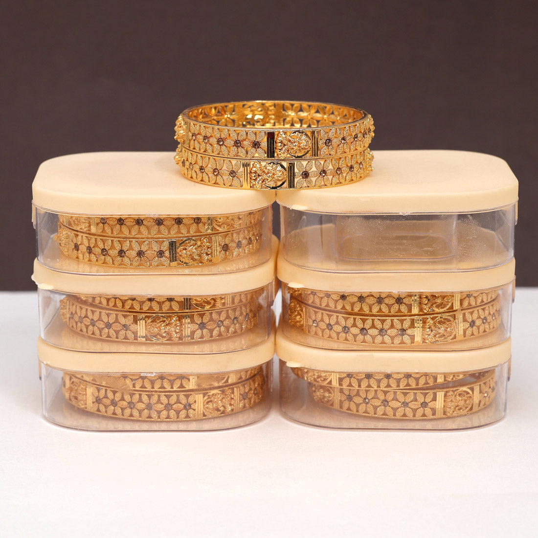 Gold Color 6 Pair Of Bangles Combo (PLKBCMB625) Bracelets GetGlit   