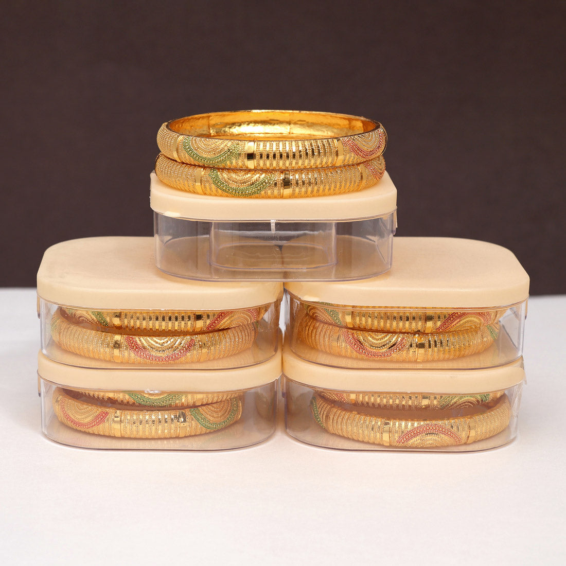 Gold Color 5 Pair Of Bangles Combo (PLKBCMB626) Bracelets GetGlit   