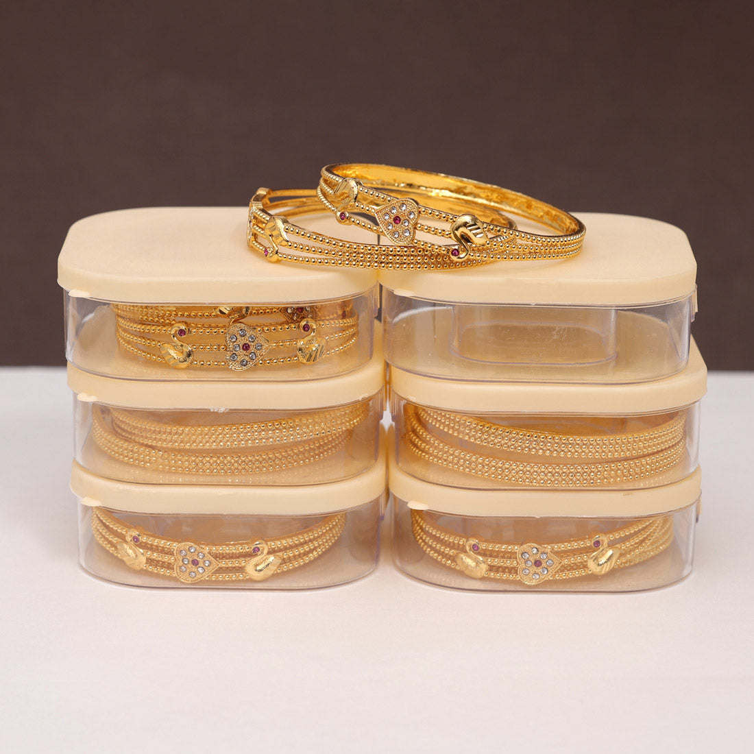 Gold Color 6 Pair Of Bangles Combo (PLKBCMB627) Bracelets GetGlit   