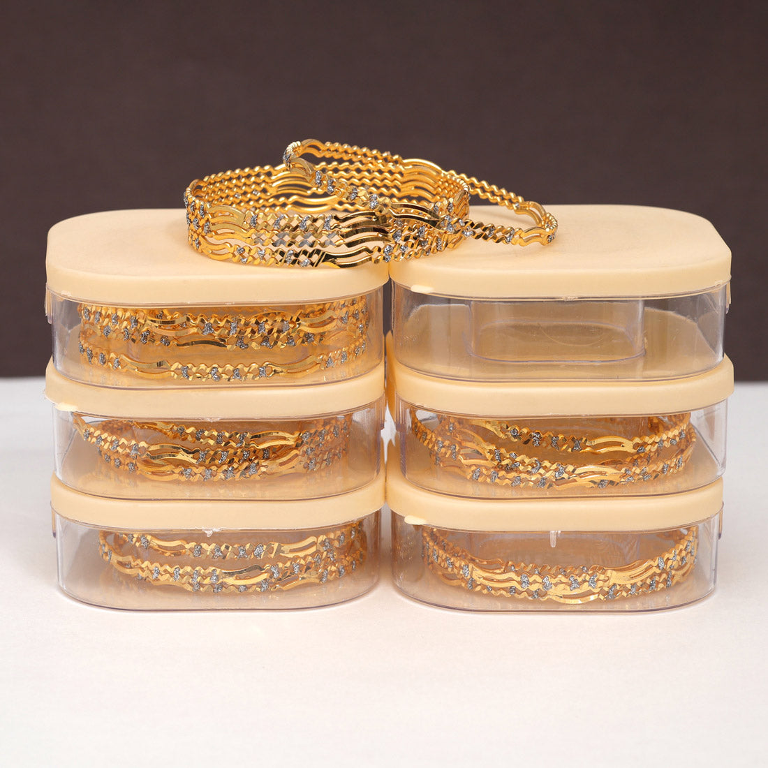 Gold Color 6 Set Of Bangles Combo (PLKBCMB635) Bracelets GetGlit   