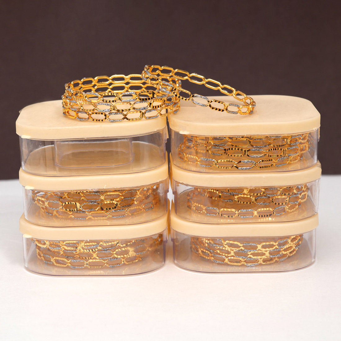 Gold Color 6 Set Of Bangles Combo (PLKBCMB637) Bracelets GetGlit   