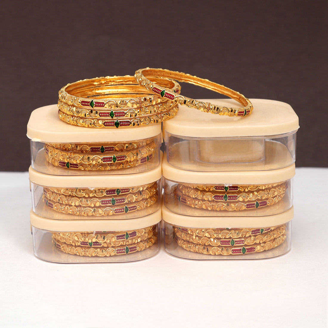 Multi Color 6 Set Of Bangles Combo (PLKBCMB641) Bracelets GetGlit   