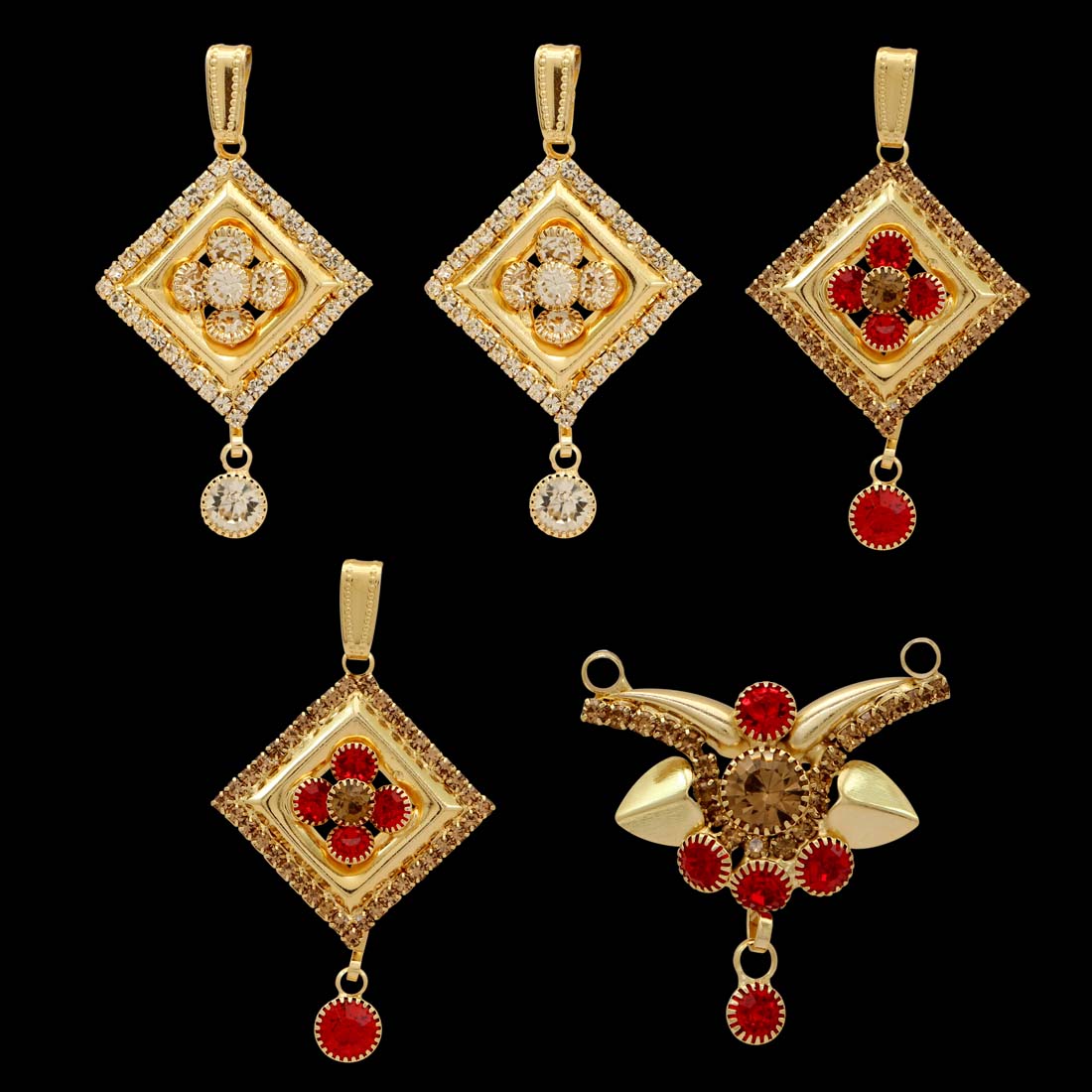 Red & White Color Pendants Locket Combo Of 5 Pieces (PLKP104CMB) Jewellery GetGlit   