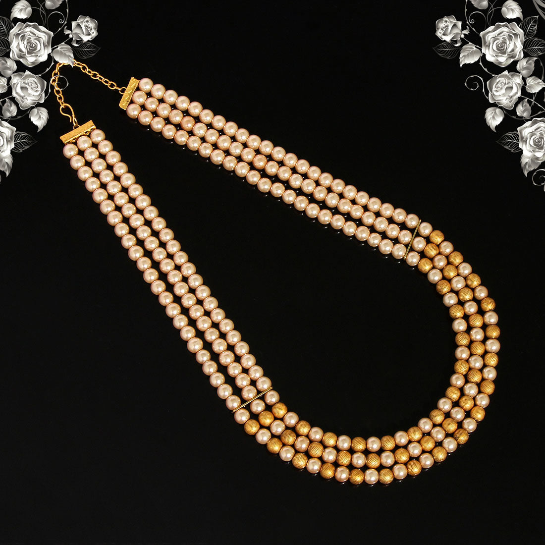 Gold Color Beads Long Necklace (PN741GLD) Jewellery GetGlit