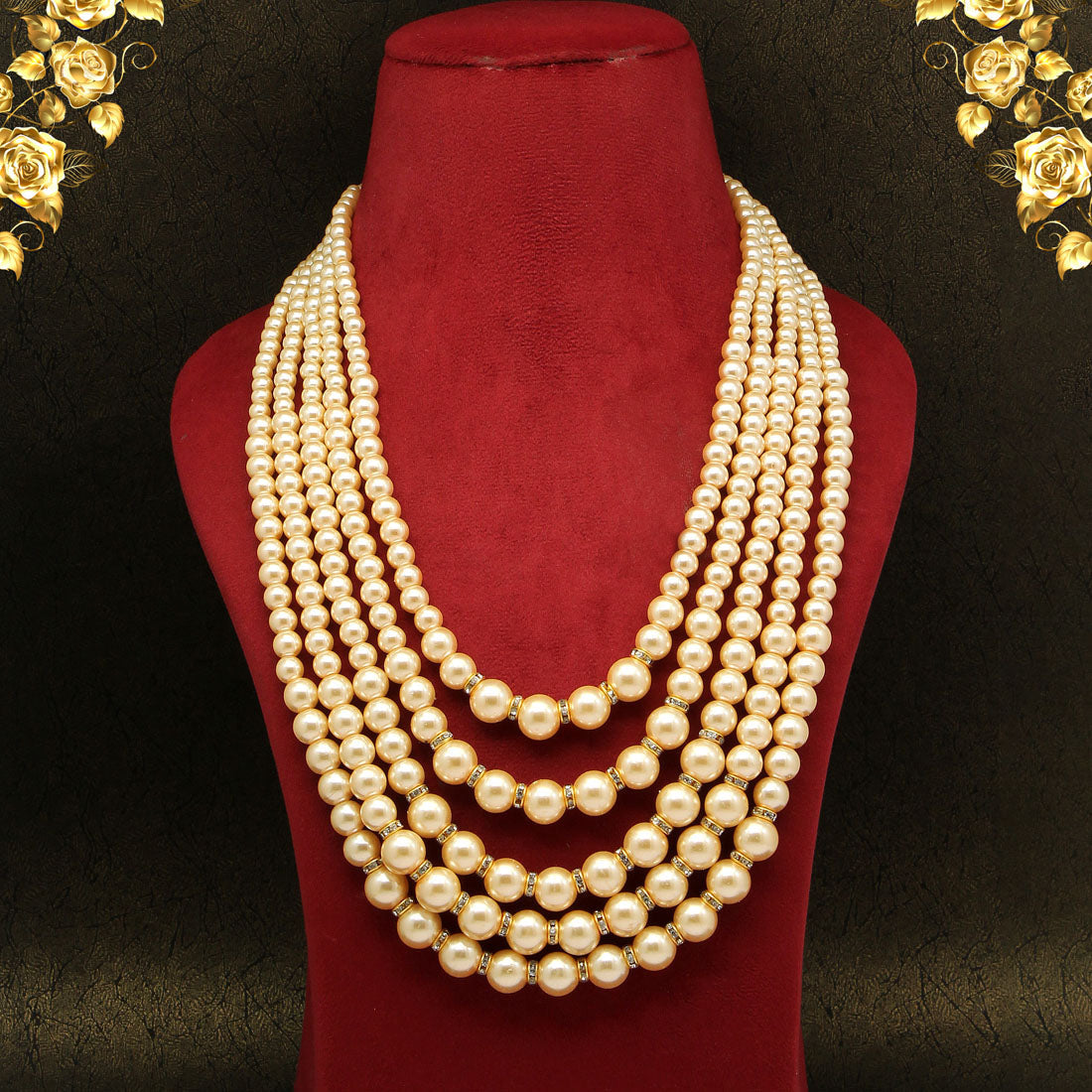 Gold Color Beads Long Necklace (PN741GLD) Jewellery GetGlit   